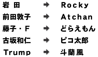 ニックネーム参考例